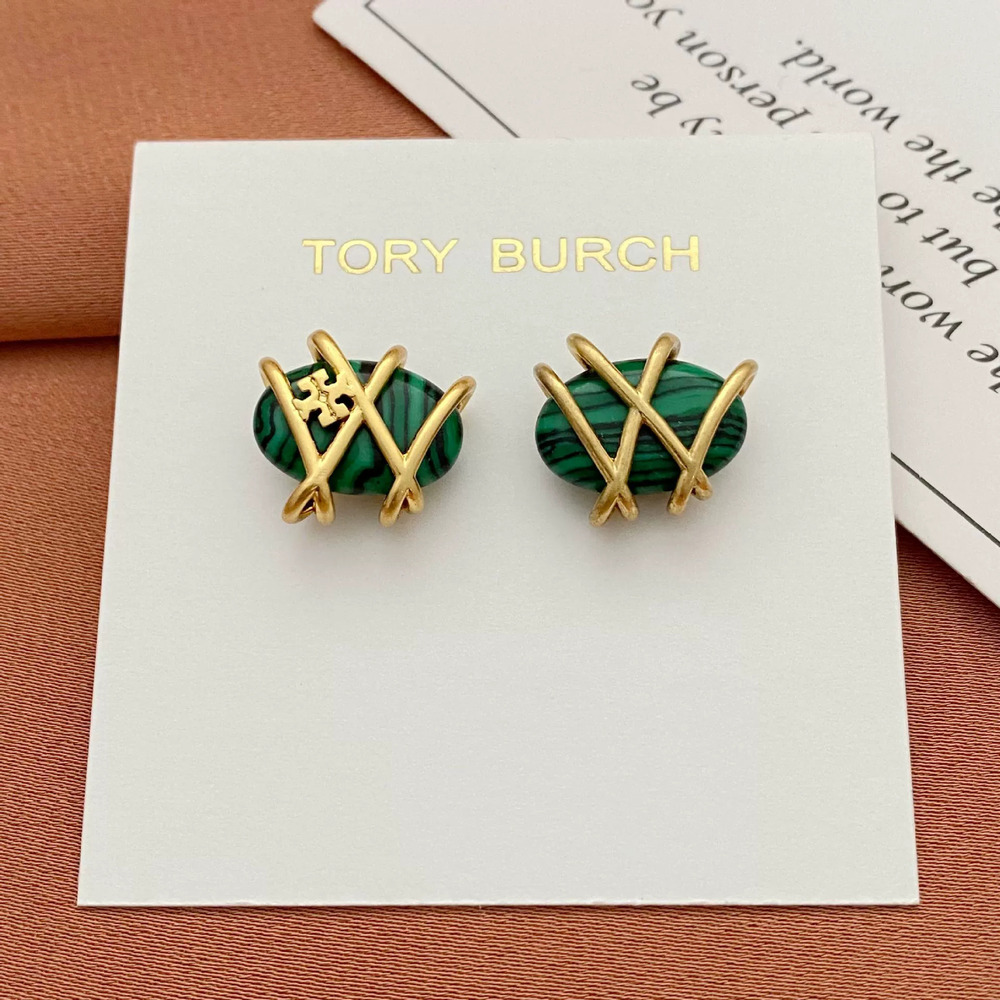 Tory Burch Mini Hollow Stone Metal Stud Earrings